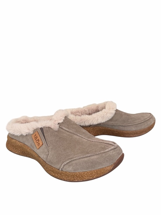Taos Footwear Shoes - Taos Woman’s Future Cozy Clog Faux Fur Dark Taupe Suede Lining Size 8